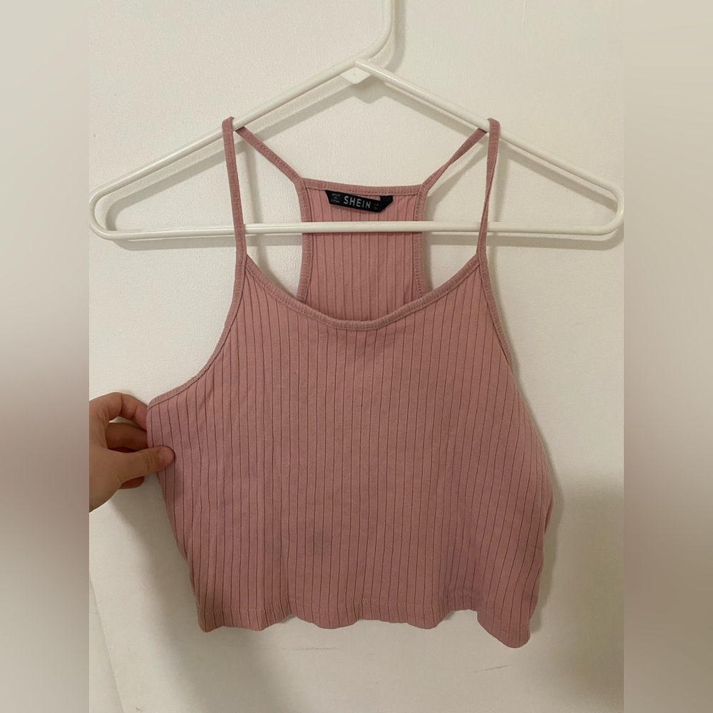 Shein Ribbed Pink Crop Top